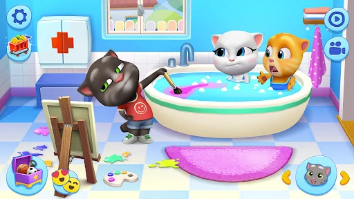 Captura de My Talking Tom Friends: minijuego de cocina en grupo